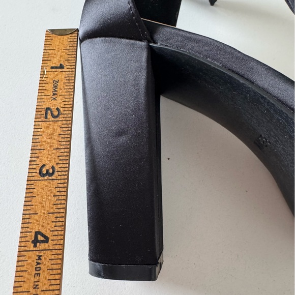 Torrid Black Satin Bow Platform Tapered Block Heels Sandals Shoes - Picture 11 of 13